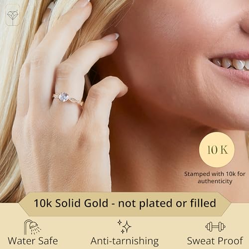 MAX + STONE 1 Carat Cubic Zirconia Engagement or Anniversary Ring for Women with Marquise Band in 10k White or Yellow Gold (1.0 ct.tw) Size 4.5 to 92