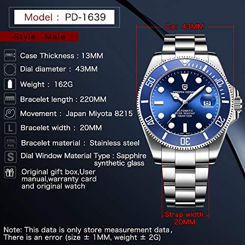 BY BENYAR Pagani Design Brand 1639 Stainless Steel Mens Watch Automatic Mechanical Waterproof Ceramic Bezel Wristwatches - Image 6