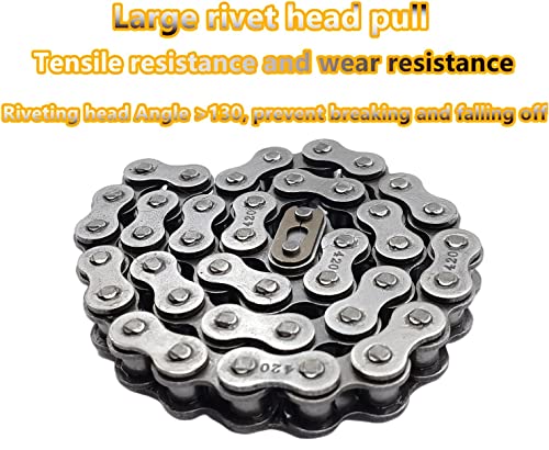 Image of Mini Bike Front Chain Fits Coleman CT200U CT200U-EX BT200X Mini Bike Chain MB200 MB165 Baja Warrior Heat Mini Baja Motorsports+Chain Adjuster(#420 Chain 42 Link)
