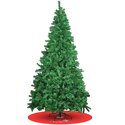 Gzdisbek 7ft Premium Artificial Spruce Holiday Christmas Pine Tree for Home, Office, Party Decoration with 1000 Branch Tips, Easy Assembly, Red Tree-Skirt, Metal Hinges and Foldable Metal Base (Green)