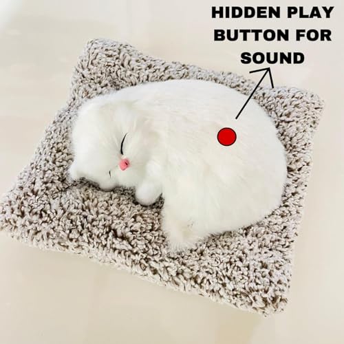 Image of 4Korner Decor Model Sleeping Cat Design Showpiece (White) | Car Dashboard Ornament | Home Decor | 130g | 14cm x 19cm x 5cm