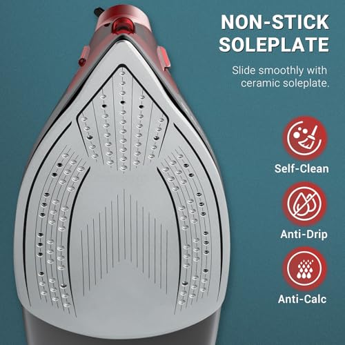 BEAUTURAL Steam Iron for Clothes, Ceramic-Coated Soleplate with Burst Steam, 3-Way Auto Shutoff, Anti-Drip and Anti-Calc, Self-Cleaning, 1500W Powerful for Home Use - Image 4