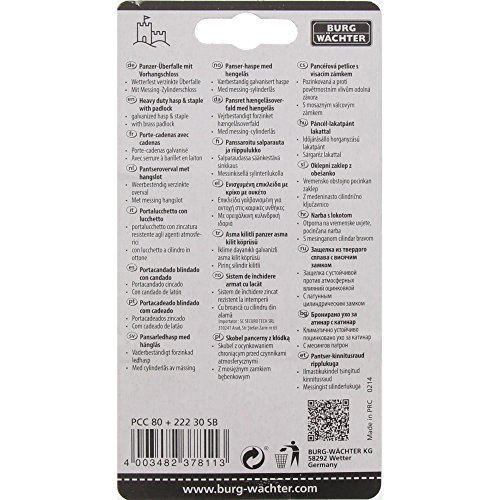 Burg-Wächter Set Panzer Überfalle und Schloss, Für flächenbündige Türen, Wetterfest verzinkt, PCC 80 + 222 30 SB