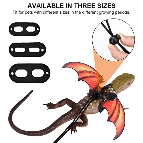 Image of DONGKER Bearded Dragon Leash Harness,3 Size Adjustable Leather Lizard Wing Harness Leash for Lizard Amphibians Small Animals