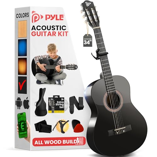 Pyle - Kit de guitarra acústica para principiantes, 1/2 tamaño junior, instrumento de cuerda de nailon...