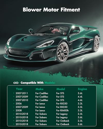 Image of SCITOO AC Heater Blower Motor w /Fan HVAC Blower Motor fit for 2008-2015 for Cadillac CTS /2007-2009 for Cadillac SRX /2007-2009 for Lexus RX350 /2010-2014 for Subaru Outback Front