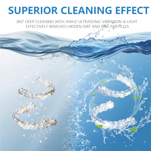 Image of Dental Ultrasonic Retainer Cleaner Machine - 45kHz Cleaning Pod for Dentures, Mouth Guard, Aligner, Night Guard, Toothbrush Heads & Jewelry, 4 Cleaning Modes, Digital Timer, 200ML Capacity, White | Mouth Guard, Aligner, Night Guard, Toothbrush Heads & Jewelry, 4 Cleaning Modes, Digital Timer, 200ML Capacity, White