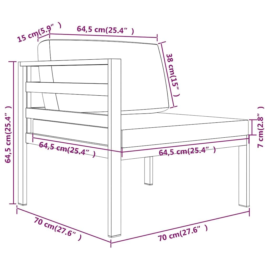 Modułowy aluminiowy zestaw ogrodowy z poduszkami antracyt 60 cm