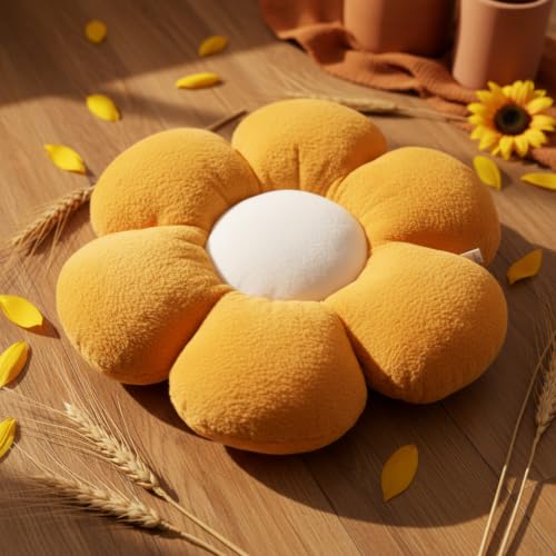 Image of AVSHUB Sunflower Pattern 6 Kali Cute Preppy Decorative Throw Pillow|Floor Cushion with Fibre Filling for Aesthetic Decoration (Brown, 25CM)