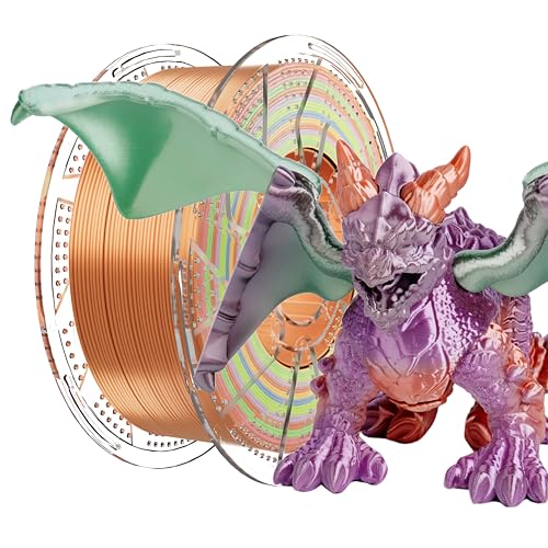 Conjure Silk PLA Filament 1.75mm, Dual Color Rainbow,1kg Silk Macaron