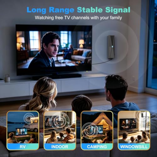 Image of TV Antenna for Smart & Old TVs,2500+ Miles Range Strongest Digital HD TV Antenna Indoor Support 4K 1080P VHF UHF, 360 Long Range Reception with Signal Amplifier