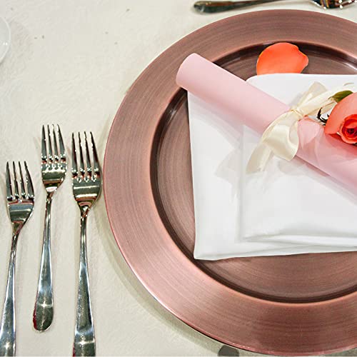 Kazozobi 13" Stainless Steel Handmade Charger Plates, Metal Round Chargers For Dinner Plates, 6 Pack (Copper) #TOP4