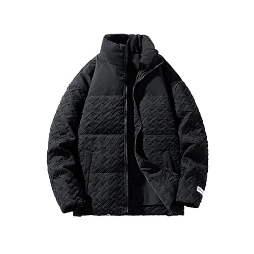 BoShiNuo Jaqueta masculina moderna grossa de inverno para casais, design simples sem chapéu, Preto,
