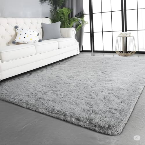 Image of Luxury Long Pile Faux Fur Fabric, Grey and Black 2.5 cm Pile Height (1 Meter)