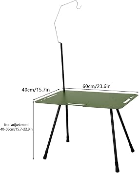 Outdoor Folding Portable Picnic Camping Table, Height Adjustable Side Table Foldable Portable Picnic Table, Small Outdoor Folding Table Lightweight Practical Sturdy (Green)