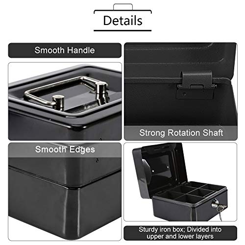 Nikou Money Lock Box, Money Safe Box with Lock 2 Keys Mini Portable Security Box Household - Image 4