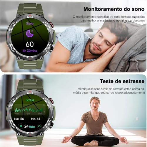 Smartwatch masculino com função de telefone, relógio de fitness de 1,39 polegadas, 100 modos esporti