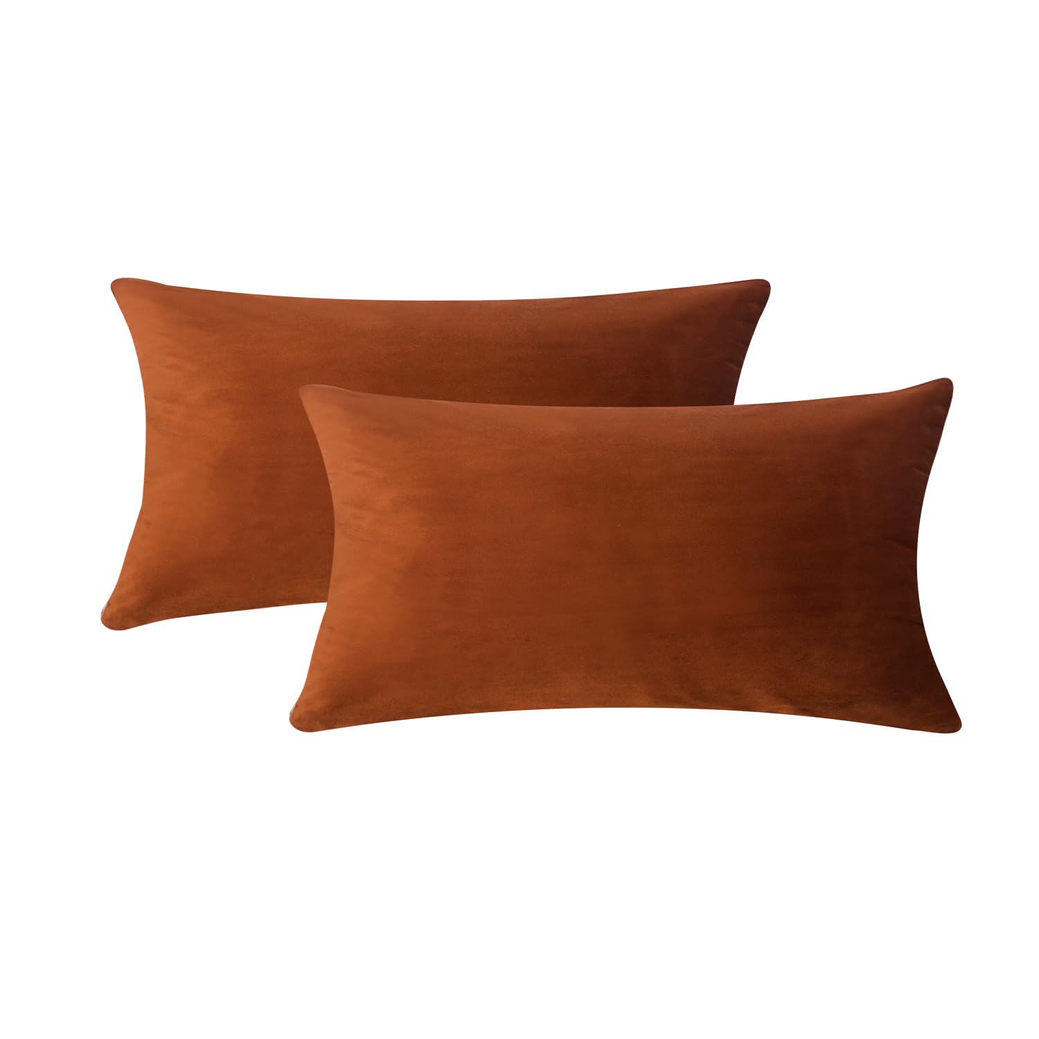 Hadi London Orange Velvet Cushion Covers Set Of 2 Rectangle Cushions Cover For Sofa Bedroom Living Room With Invisible Zipper Fit Up To 30 X 51 Cm Or 12X20 Inch Inner