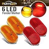 Partsam 4x LED Front Rear Side Marker Light Indicator for Boats Truck Trailer Amber & Red, 4 Inch RV...