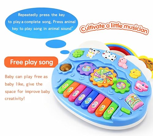Image of VGRASSP 8 Key 3 Modes Musical Rainbow Piano Toy for Kids with Flashing Lights - Interactive Learning Keyboard with Animal Sounds and Melodies - Educational Gift - Multicolor