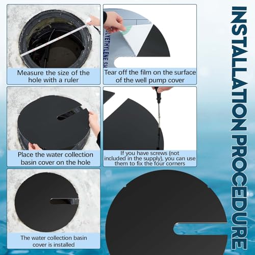 Image of 17.71 Inch Sump Pump Cover Plastic Submersible Sump Basic Cover Black Septic Tank Lid for Water Pump Basin Bucket Outdoor Well (Side Notch)