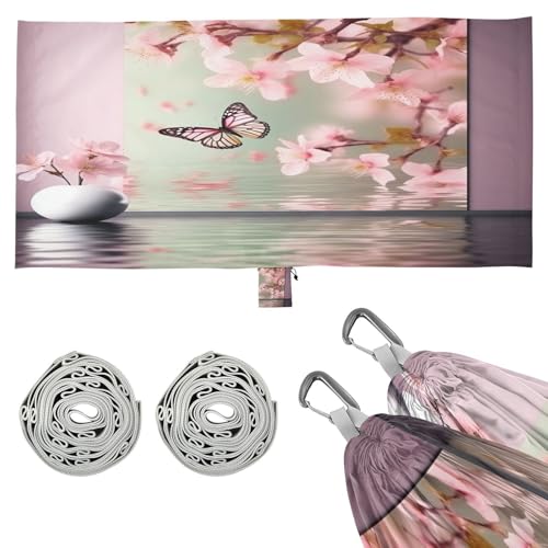 Haskirky Butterfly and Blossom Camping Hammock, Single Portable Hammocks with Tree Straps & Attached Carry Bag, 330Lbs Capacity Perfect for Outside Indoor Hiking Beach Backpack Travel