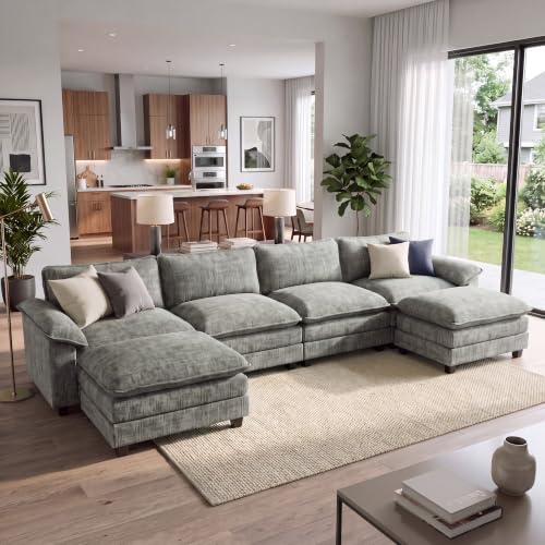 Homall 158.6" U-Shaped Cloud Couch, Modular Sectional Sofa for Living Room