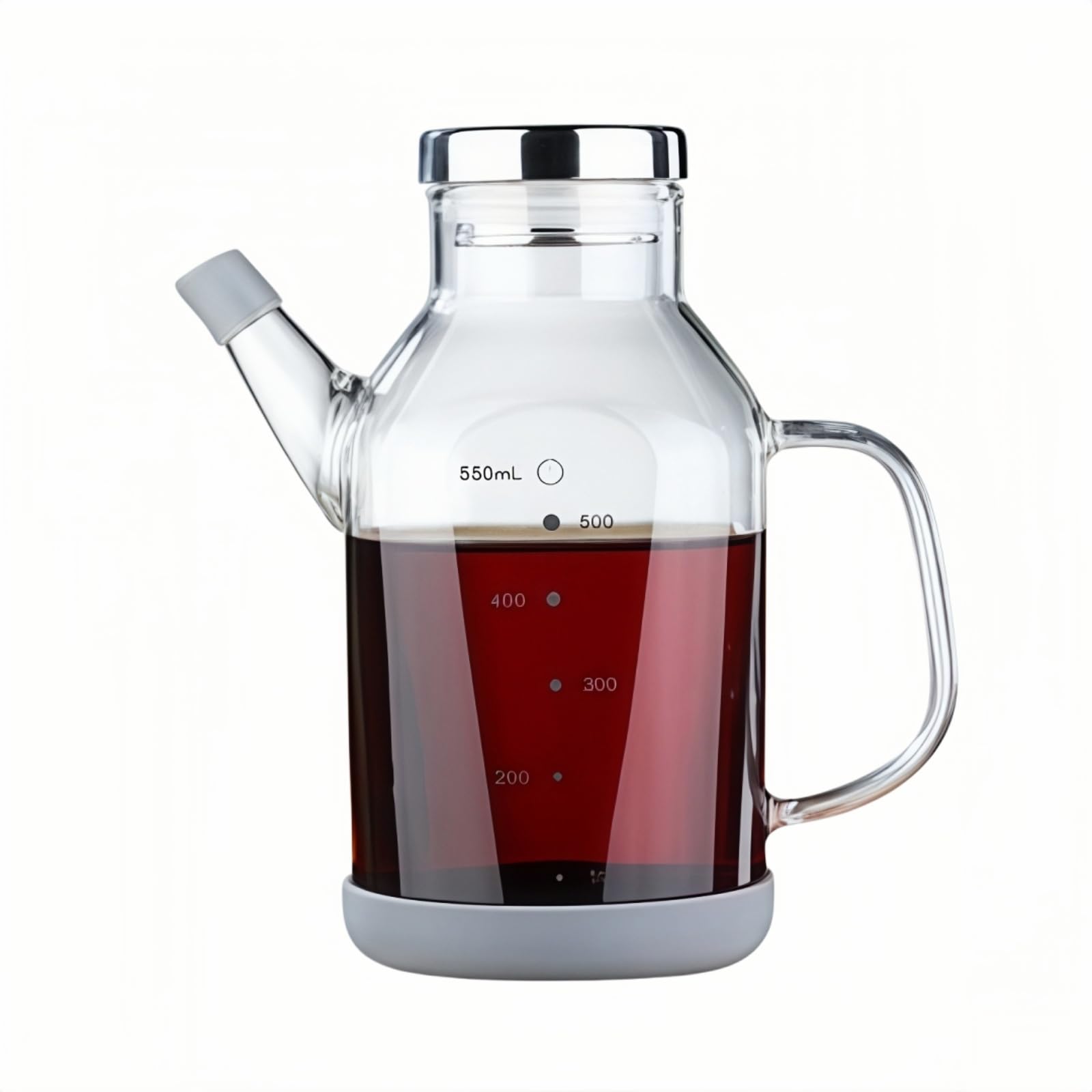 Dispensador de aceite de oliva, botella de vidrio de borosilicato de 18/25 onzas, sin plomo, con tapa de acero inoxidable y botellas de vinagre para cocina, juego de recipientes de cocina