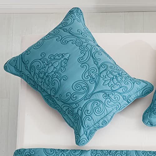 Image of CHIXIN Microfiber Standard Pillow Shams Set of 2 - Decorative Quilted Pillow Covers - Lagoon - Size (20 inch x 26 inch)