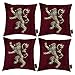 Zestaw 4 poduszek 'Gra o Tron' dom lanister 38 x 38 cm poduszki z nadrukiem pluszowa poduszka z podkładką w zestawie oficjalny pomysł na prezent dla fanów