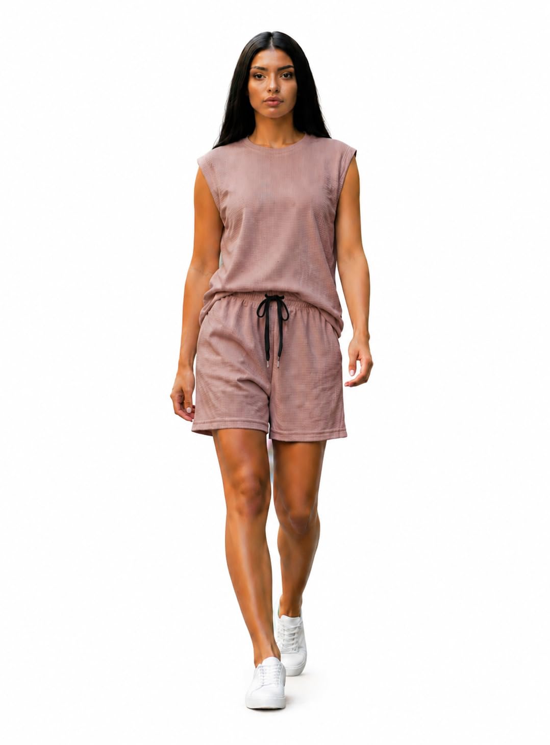 mack jonney Women’s Cotton Tracksuit | Wafle Knit Stylish Co-ords with Shorts | Comfortable All-Season Activewear-S174-picture-24