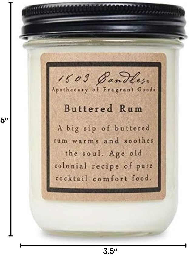 1803 Candles - 14 oz. Jar Soy Candles - (Buttered Rum)