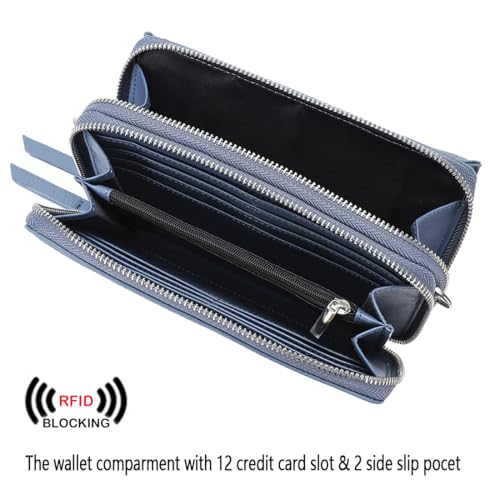 Image of Lanyani RFID Crossbody Wallet Wristlet Purse with Phone Pocket For Women Vegan Leather