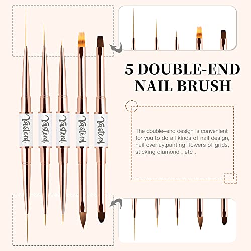 Image of Yasterd Nail Art Brushes Set,Professional 5pcs Double-Ended Acrylic Brushes