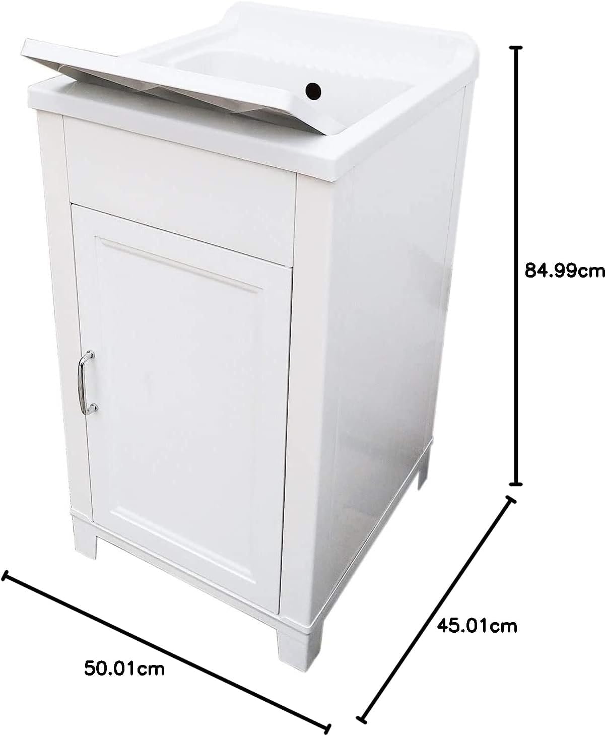 Lavatoio In Resina Con Anta Singola - Lavandino Per Lavare A Mano, Ideale Per Interno Ed Esterno, 45x50x85 Cm - Foto 2