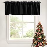 Caudblor Valance Rod Pocket Window Treatment Blackout Thermal Insulated Solid Short Curtain Topper...