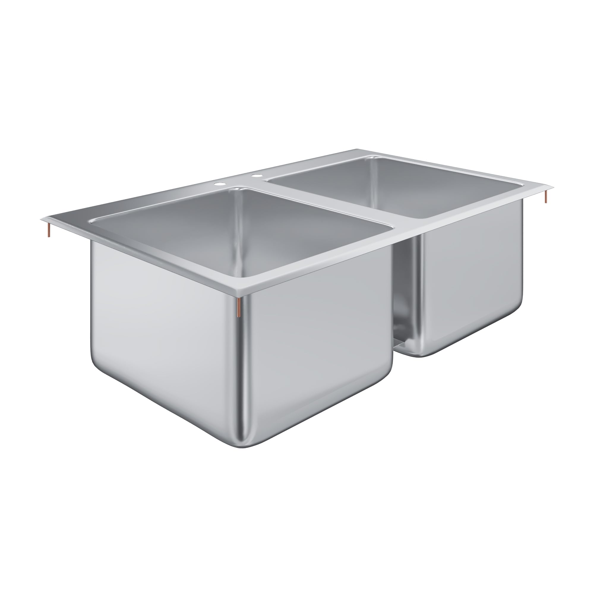 AmGood 2 Compartment Drop-In Sink - 33.5 x 20.5 in. Overall, 14 x 16 x 10 in. Bowls - NSF 18-Gauge 304 Stainless Steel Self-Rimming 2 Bay Sink | Bar, Food Truck &amp; Concession (No Faucet)