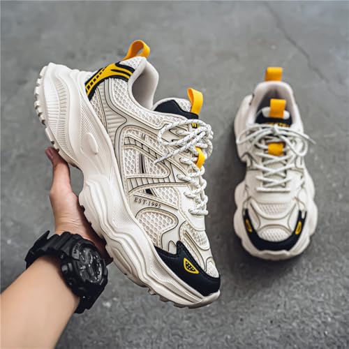 Men's Fashion Breathable Chunky Platform Lace-Up Sneakers Retro Non Slip Workout Sport Dad Shoes for Tennis Walking Driving Daily2