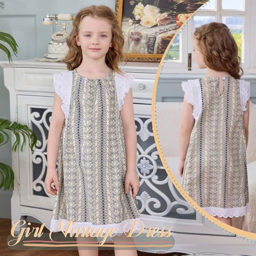 Little Bitty Toddler Girl Dress Cotton Lace Ruffle Sleeve A-line Sleeveless Kids Casual Holiday Party Boho Dresses 3-8 Years3