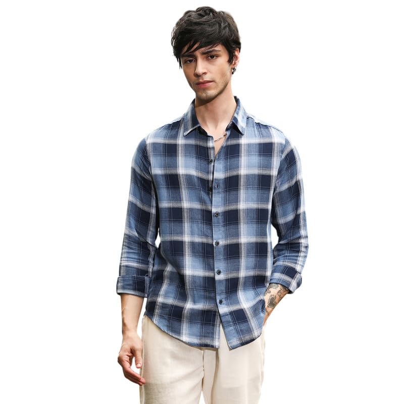 Image of CAHOOT Men's Bisque Shirt Casual Wear | Spread Collar | Long Sleeve | Button Closure | Shirt Crafted with Comfort Fit for Everyday Wear