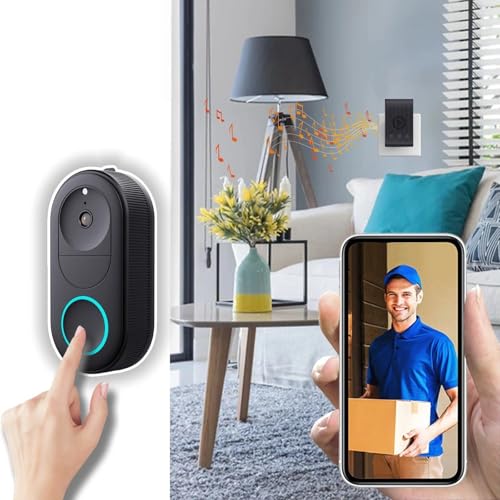 Image of Suicune Wireless Smart Video Doorbell Camera with Chime, 2-Way Talk, Night Vision, Cloud Storage, Battery Powered Video Doorbells, 2.4GHz Wi-Fi Compatible