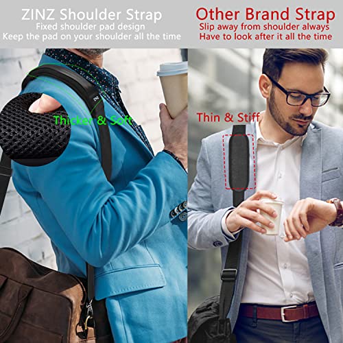 Image of ZINZ Shoulder Strap 78 inch Universal Bag Strap with Ultra-thick Fixed Padded and Dual Balanced Adjustable Buckles for Briefcase, Travel Bag, Laptop Bag, Crossbody bag - Black