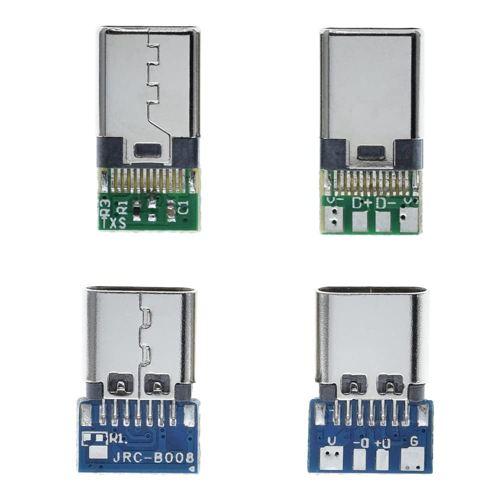 12 Connettori USB C Da Saldare – Set 6 Maschi E 6 Femmine 3.1 Type-C Con Custodie Per Progetti Elettronici DIY