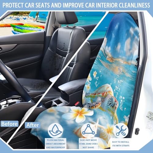 Image of Hippie Flower Waterproof Sweating Car Seat Cover for Post Gym Workout Universal Front Seat Cover Easy to Install Universal Size Fit for Most Cars SUVs Trucks Vans