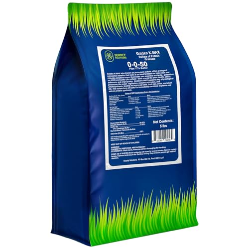 Supply Solutions | 0-0-50 Plus 17% Sulfur | Golden K-Max Sulfate of Potash (SOP) - Granular Fertilizer | High Potassium Plant Fertilizer for Indoor and Outdoor Garden - Stronger Roots (5 Pounds)