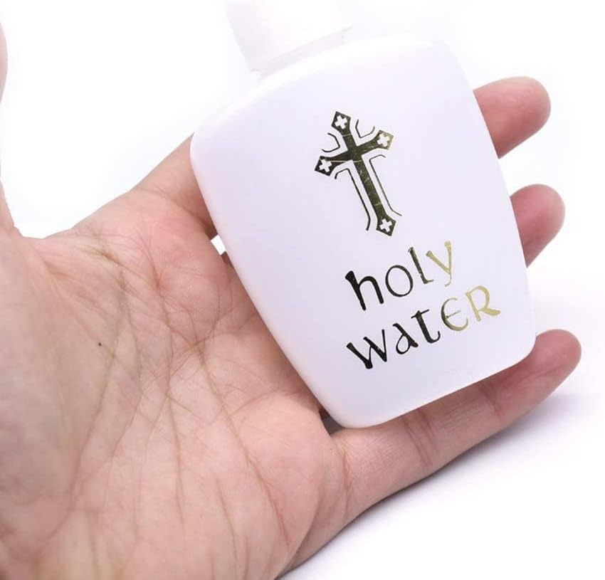 40 Pcs 2 Oz Catholic Christian Holy Water Bottles Empty Gold Cross Holds Container 60ml Plastic Reusable Bottle Set for Home Kitchen Baptism Religious Church Party Decorative Accessories