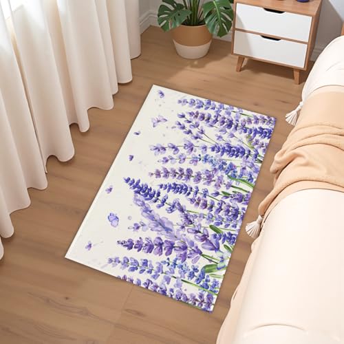 Tapete floral lavanda 60x89 cm antideslizante y lavable miniatura 6