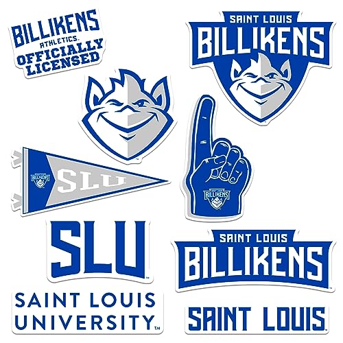 Image of Saint Louis University 8ct Vinyl Large Deluxe Stickers Variety Pack - Laptop, Water Bottle, Scrapbooking, Tablet, Skateboard, Indoor /Outdoor - Set of 8