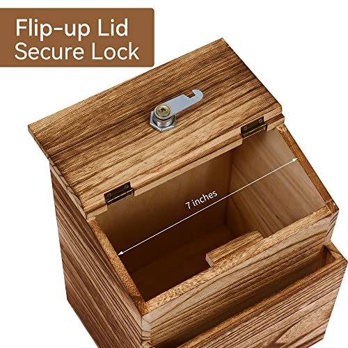 Apexleap Wooden Suggestion Box With Slot And 100 Free Suggestion Cards, Comment Card Box With Lock, Ballot Box, Church Box, Donation Box, Cash Box, Wall Mounted Or Freestanding, Brown, Rustic #TOP4