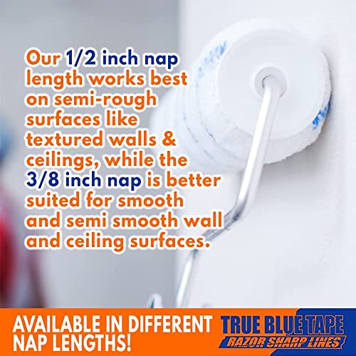 True Blue 9" Professional Paint Roller Covers, 9 Inch, Best For All Types Of Painting Surfaces, Refill Bulk Pack (24, 3/8" Nap) #TOP1